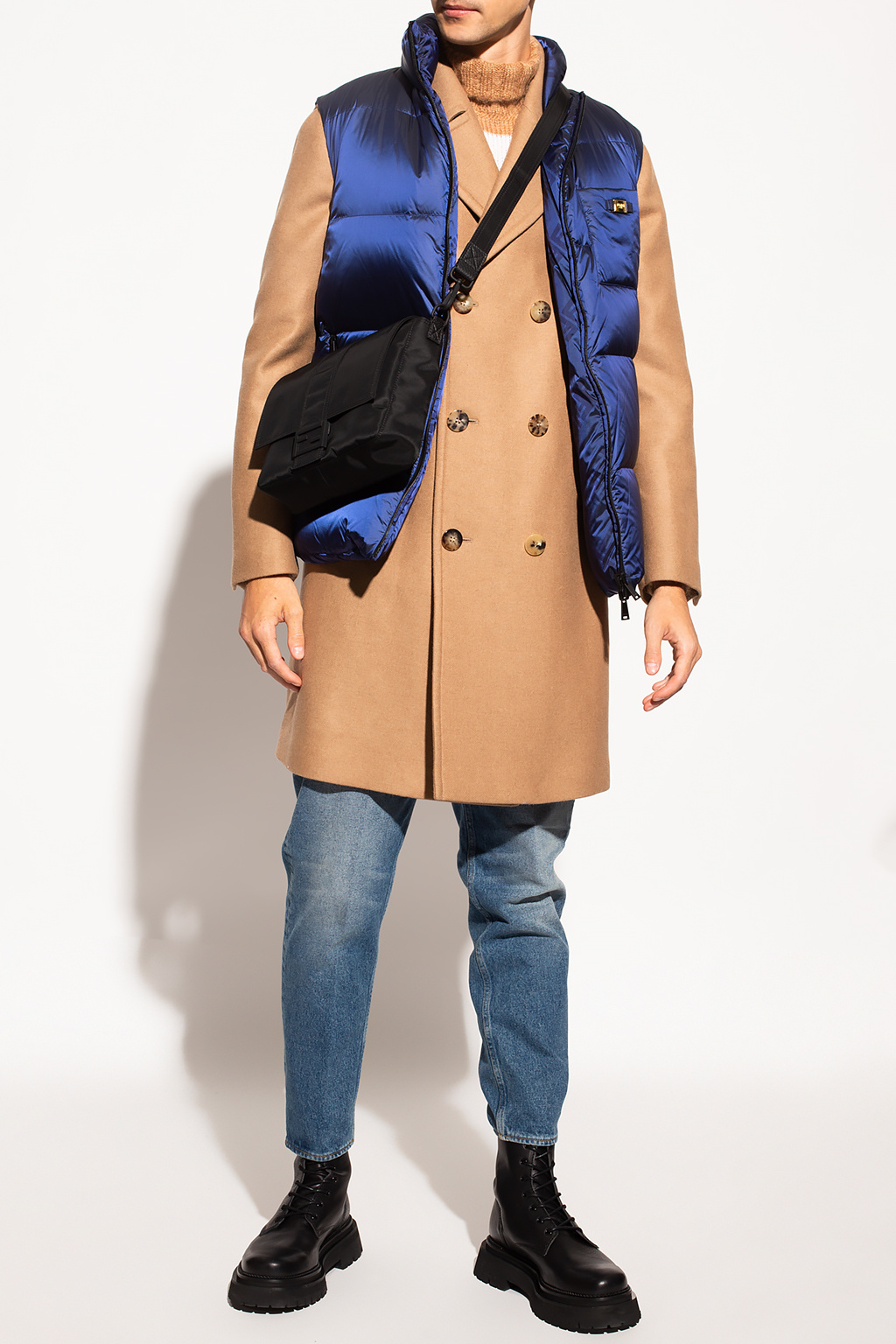 Neil barrett single breasted shearling outlet jacket